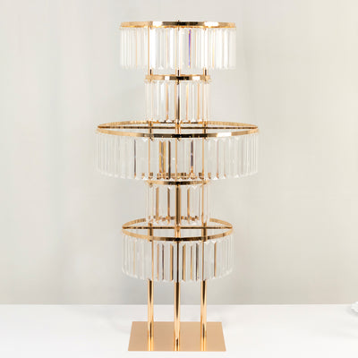 Crystal Pendant 5-Tier Flower Stand Centerpiece in Gold
