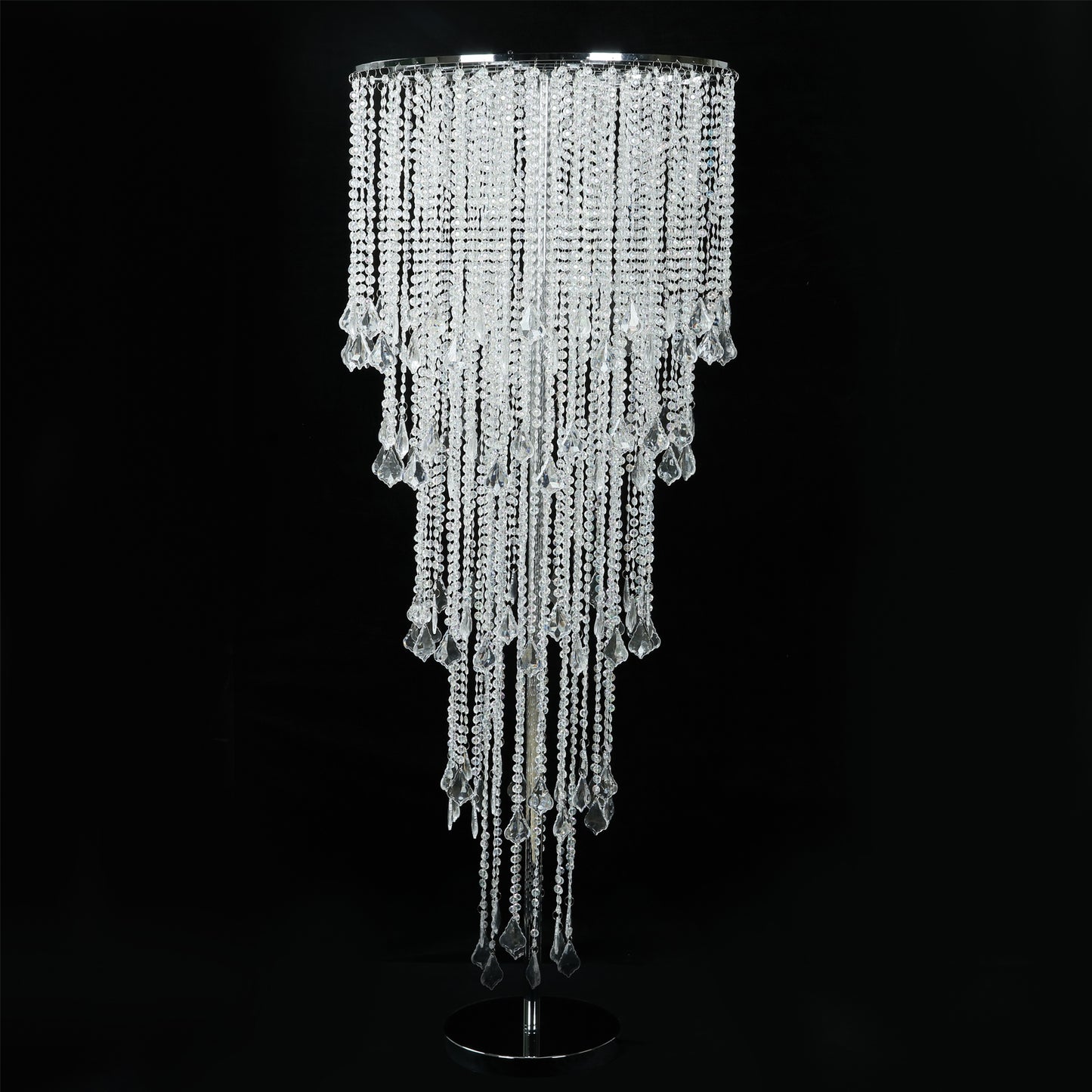 4ft Table Centerpiece in Crystal Beaded Waterfall Chandelier Style – Cascading Metal Floral Stand for Weddings & Luxury Event Décor