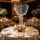 Metal Goblet Flower Stand 45" Tall – Round, Silver – Chandelier-Style Wedding Centerpiece with Acryl