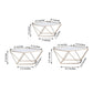 Gold geometric stackable cake stands with glass tops, set of 3.