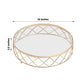 16" gold geometric diamond cut cake stand with glass top.