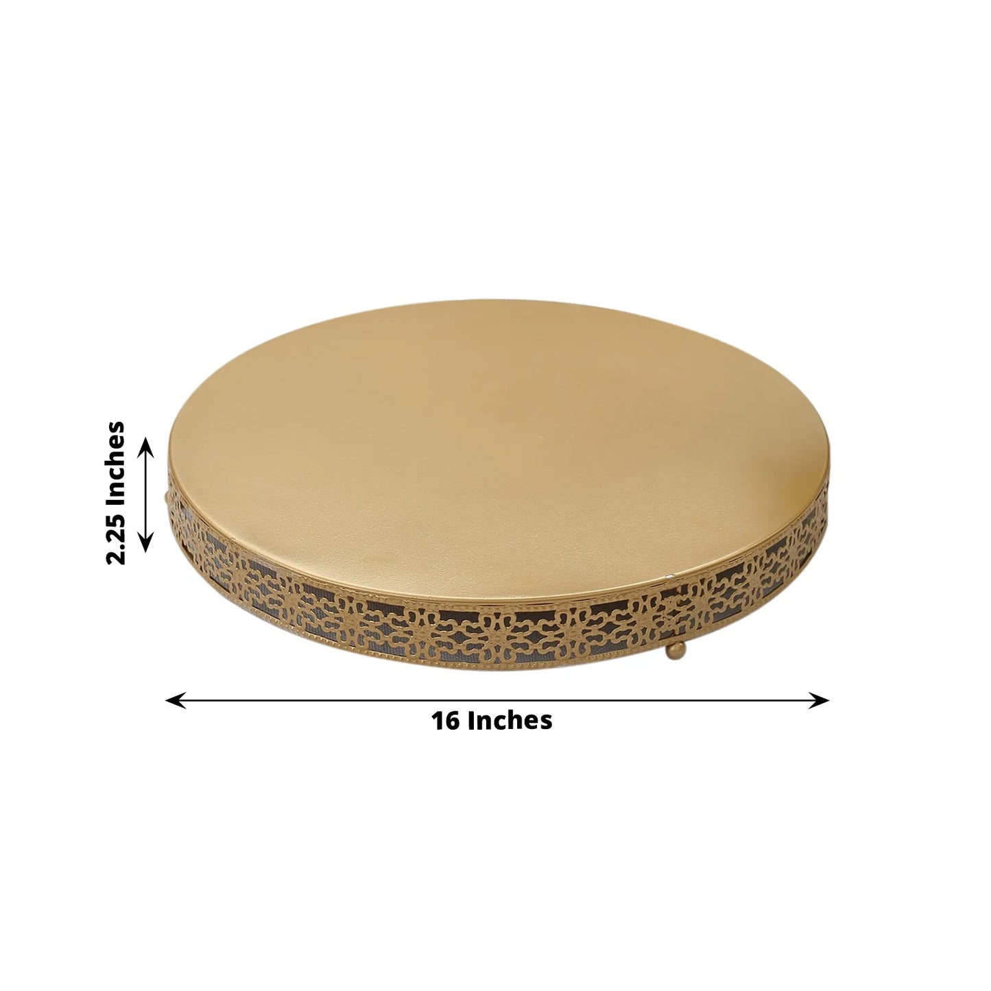 Gold metal Fleur De Lis cupcake dessert display stand, 16 inches round.