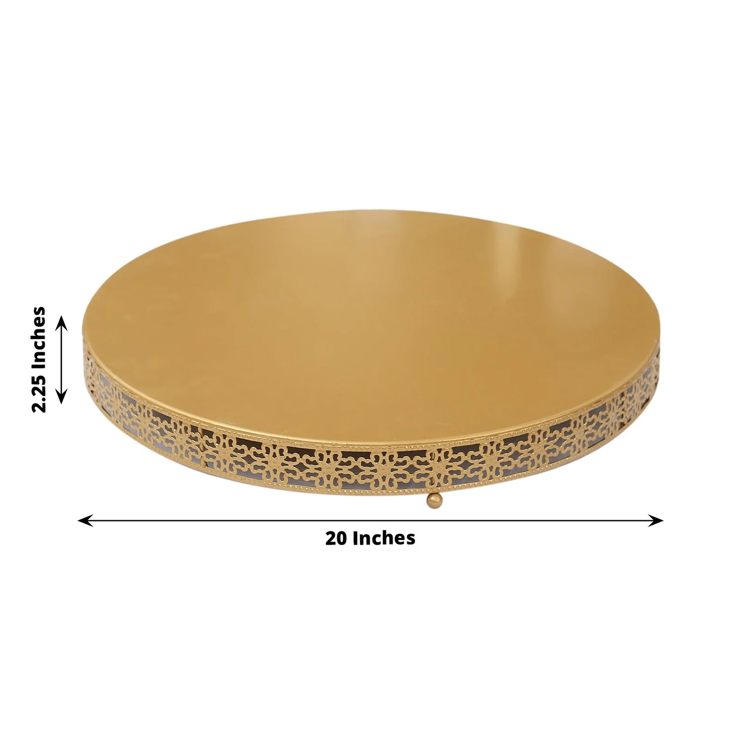 Gold metal fleur de lis cupcake display stand, 20 inches round.