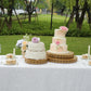 Gold metal fleur de lis cupcake dessert display stand centerpiece.