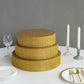 Gold rhinestones round metal cake stand centerpiece.