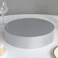 Silver round metal cake stand with rhinestones for dessert display.