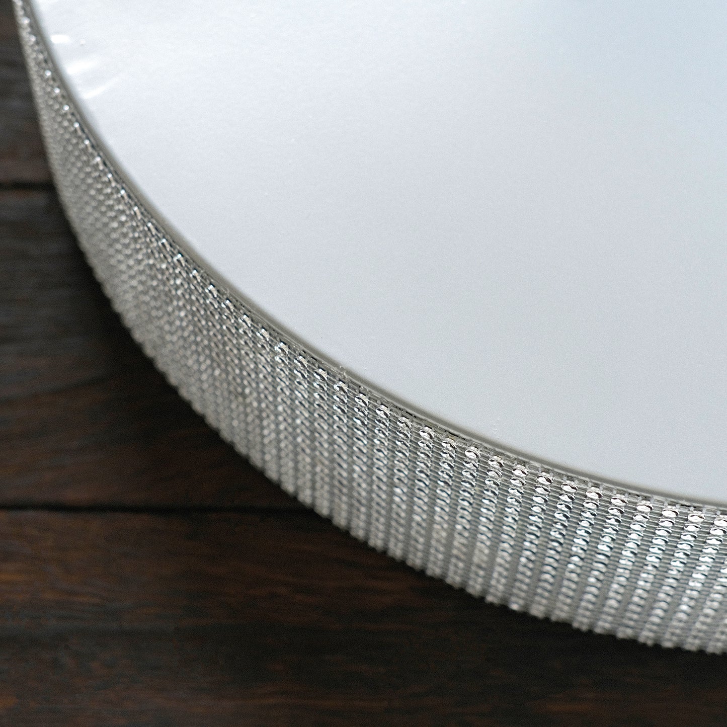 Silver rhinestone round metal cake stand and cupcake holder.