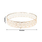 Gold ornate cake stand with glass top, 18 inches round.