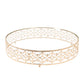 Gold ornate cake stand with glass top, perfect for dessert display.