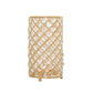 Gold crystal beaded pillar candle holder, elegant and multipurpose.
