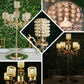 Gold pearl beaded candelabra centerpiece with crystal accents.
