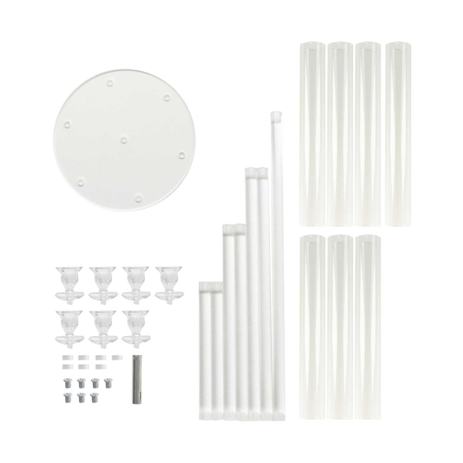 Clear acrylic candle holder set with 7 arms and circular base.