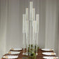 Clear acrylic 7-arm candelabra for taper candles, 33" tall with a circular base.