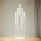 Clear acrylic 7-arm candelabra candle holder, 33" tall.