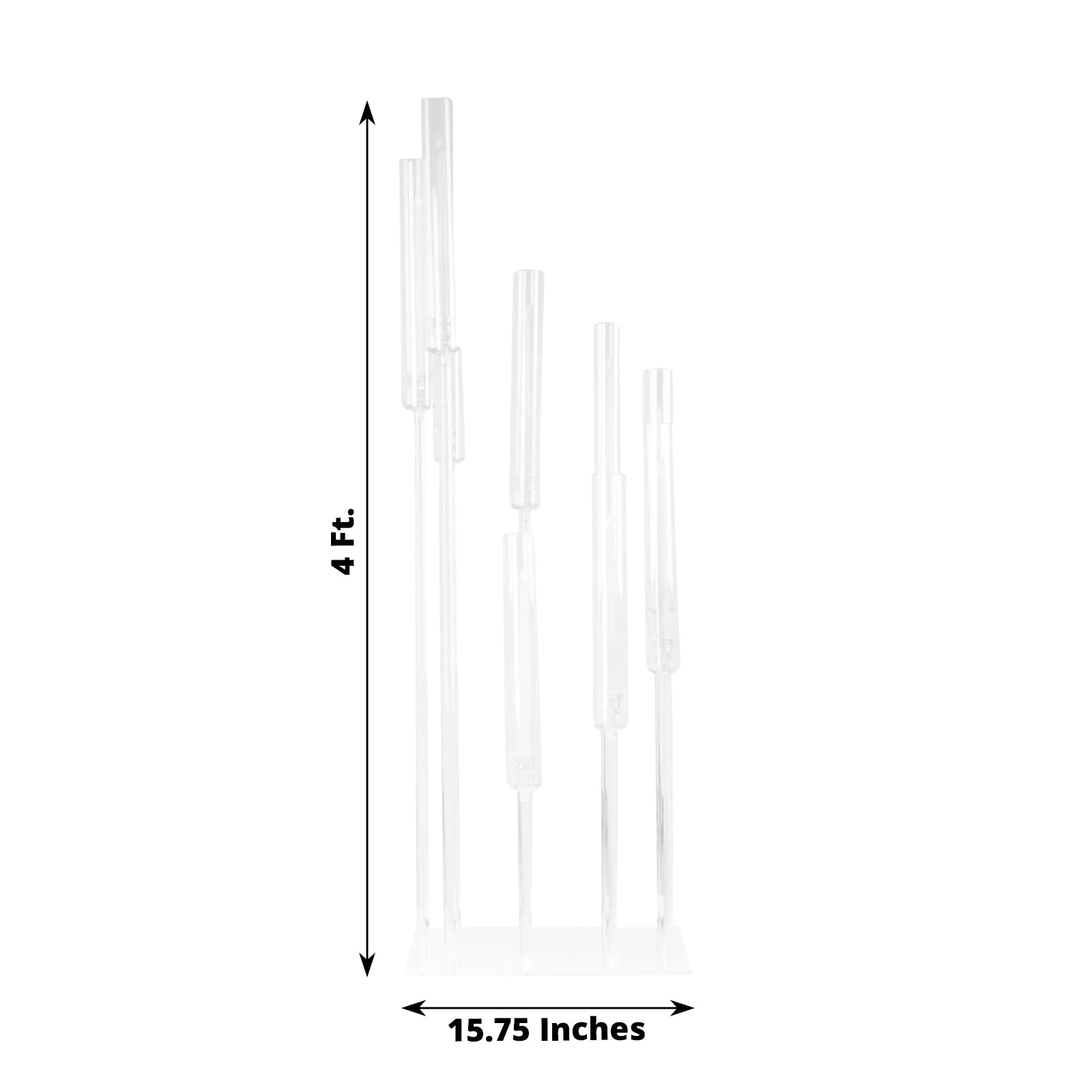 Clear acrylic 9 arm candle holder stand, 4ft tall with square base.