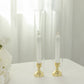 Clear glass candle shades, 14 inches tall, with gold bases.