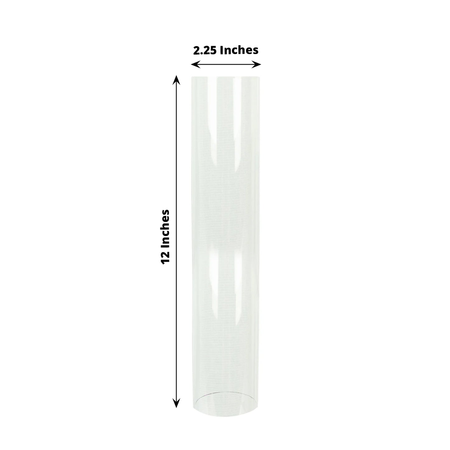 2 Pack 12" Tall Clear Glass Candle Shades with 2.25" Wide Open Ends