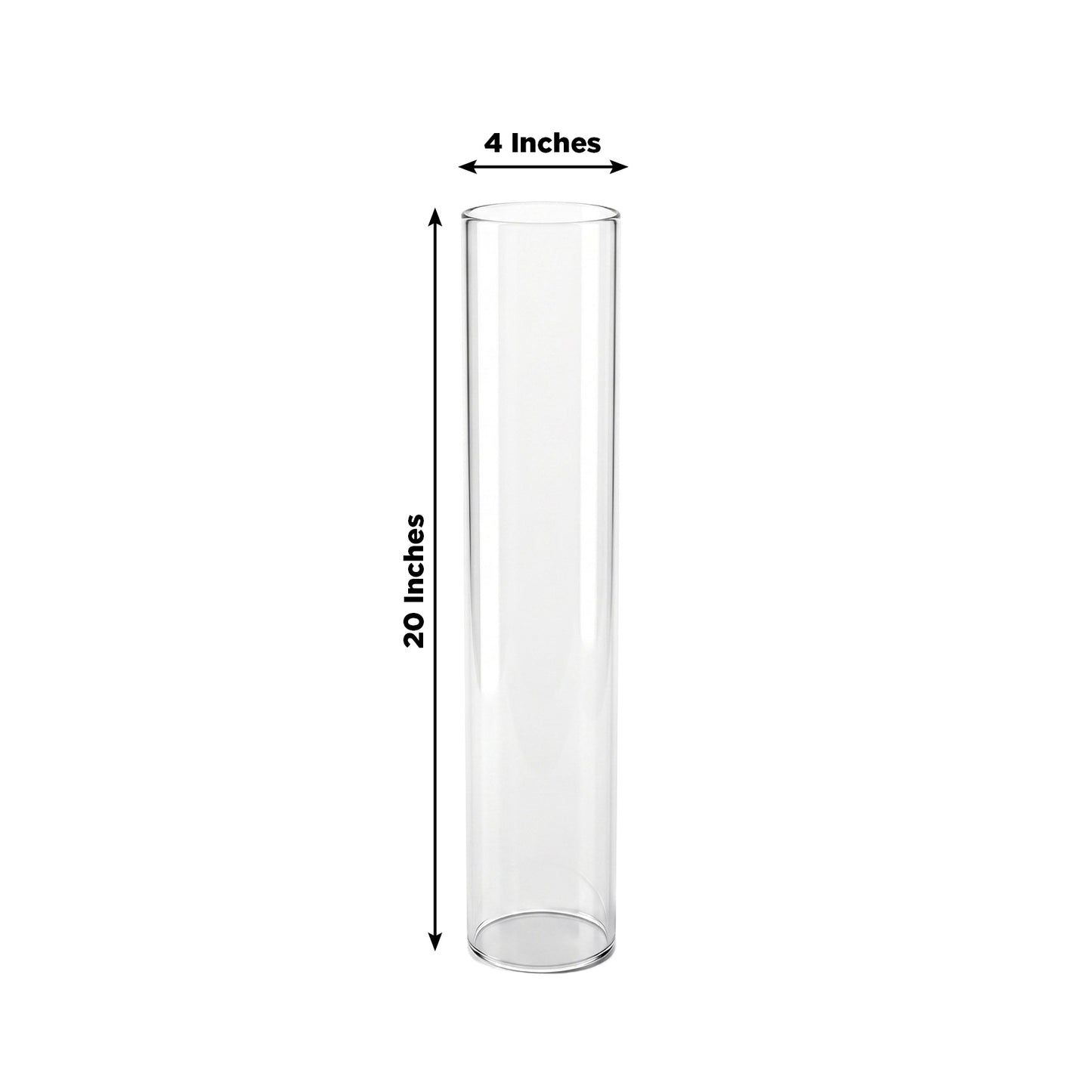 2 Pack Clear Glass Hurricane Candelabra Shades 20" Tall x 4" Dia - Open End Cylinder Candle Covers