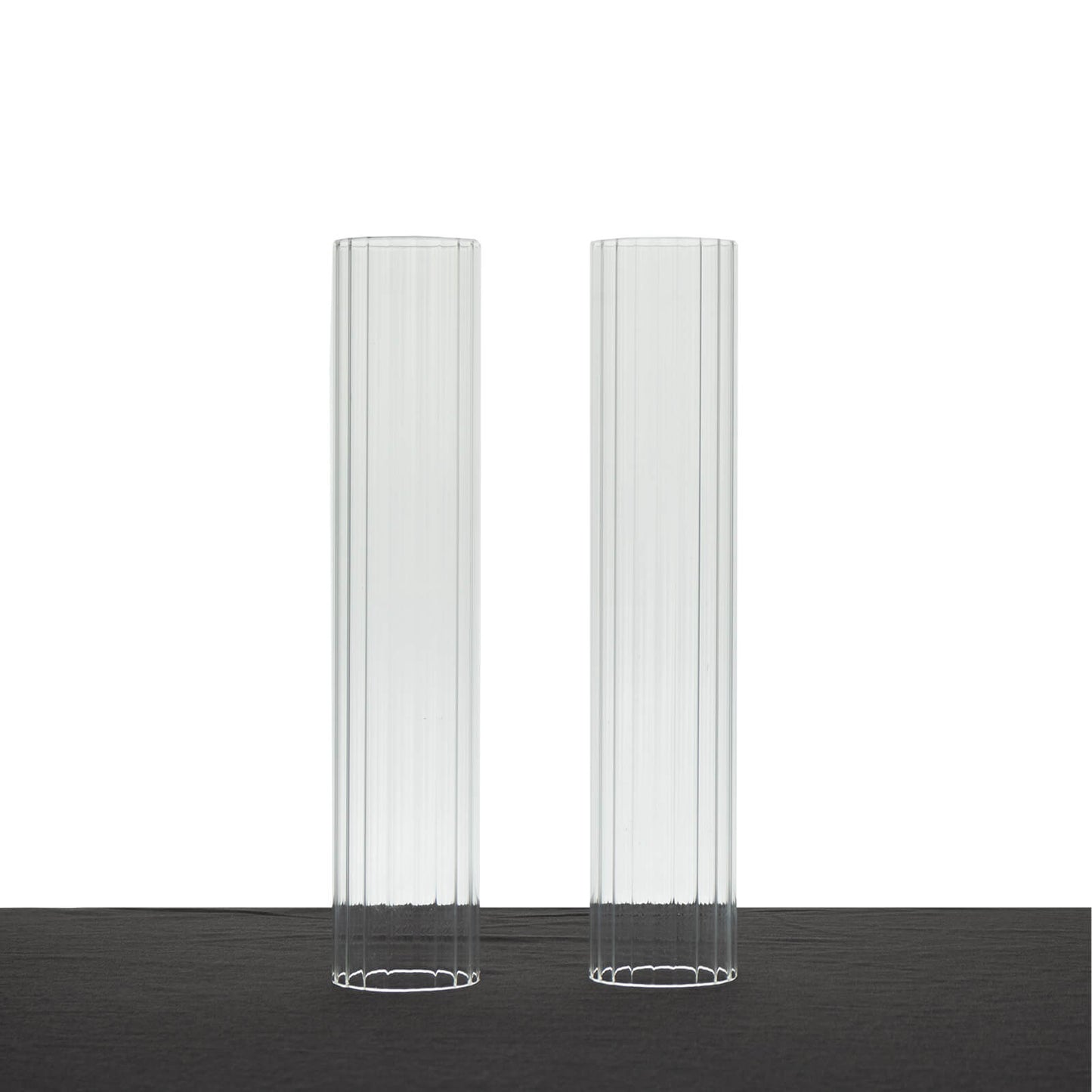 2 Pack Clear Ribbed Candle Holder Glass Shades With Open Ends, Pillar Hurricane Candelabra Candle Shades - 10"