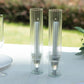 2 Pack Clear Ribbed Candle Holder Glass Shades With Open Ends, Pillar Hurricane Candelabra Candle Shades - 10"