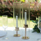 2 Pack Clear Ribbed Candle Holder Glass Shades With Open Ends, Pillar Hurricane Candelabra Candle Shades - 14"