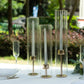 Set of 3 Clear Ribbed Candle Holder Glass Shades With Open Ends, Pillar Hurricane Candelabra Candle Shades - 15",17",19"