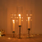 Set of 3 Clear Ribbed Candle Holder Glass Shades With Open Ends, Pillar Hurricane Candelabra Candle Shades - 15",17",19"