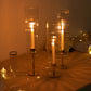 Set of 3 Clear Ribbed Candle Holder Glass Shades With Open Ends, Pillar Hurricane Candelabra Candle Shades - 15",17",19"