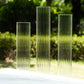 Set of 3 Clear Ribbed Candle Holder Glass Shades With Open Ends, Pillar Hurricane Candelabra Candle Shades - 15",17",19"