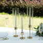 Set of 3 Clear Ribbed Candle Holder Glass Shades With Open Ends, Pillar Hurricane Candelabra Candle Shades - 15",17",19"