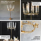40" Gold 9 Arm Round Taper Candlestick Candelabra With Clear Glass Shades, Metal Candle Holder Table Centerpiece Arrangement With Drip Accents
