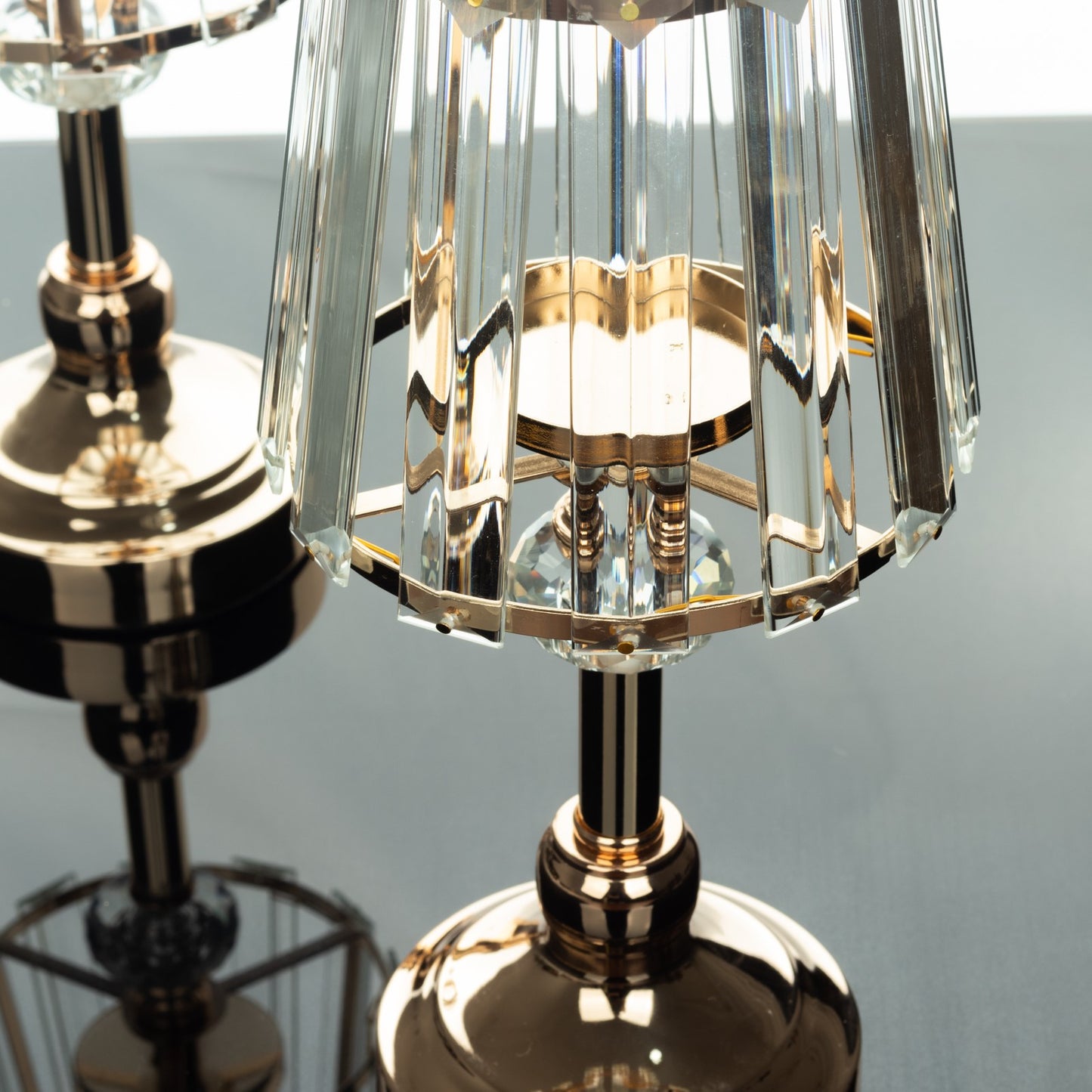 2-Pack 11" Crystal Pendant Candle Holders - Classic Empire Lamp Shade Style in Gold, Votive Candle Stand For Table Centerpieces