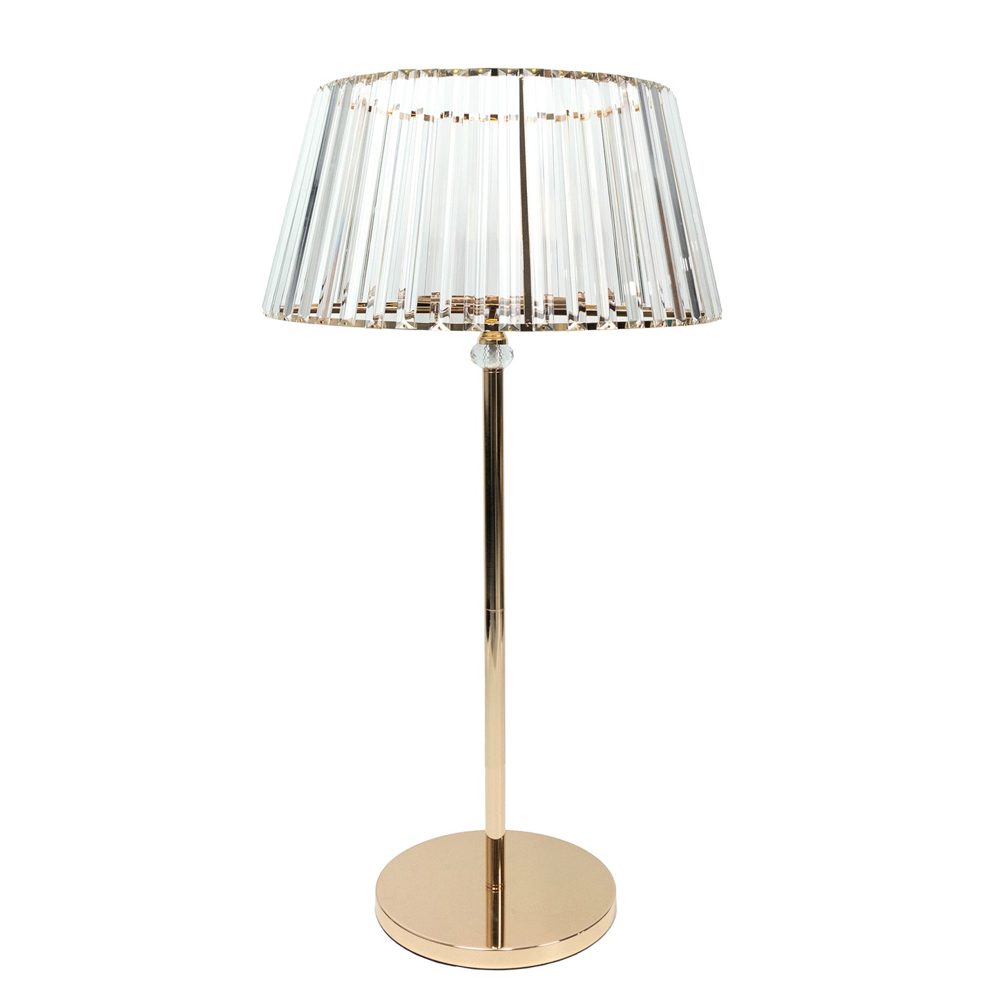 Gold crystal pendant candle holder with classic empire lamp shade design. #whtbkgd