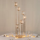Crystal Pendant 6-Arm Cluster Candelabra Candle Holder, 4ft Gold Metal Candle Stand with Round Base