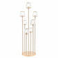 Gold Metal Cluster Candelabra Floor Stand, 7-Arm with Crystal Pendant Glass Shades - 4ft Tall Round 
