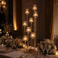 Gold Metal Cluster Candelabra Floor Stand, 8-Arm with Crystal Pendant Glass Shades - 4.3ft Tall Roun