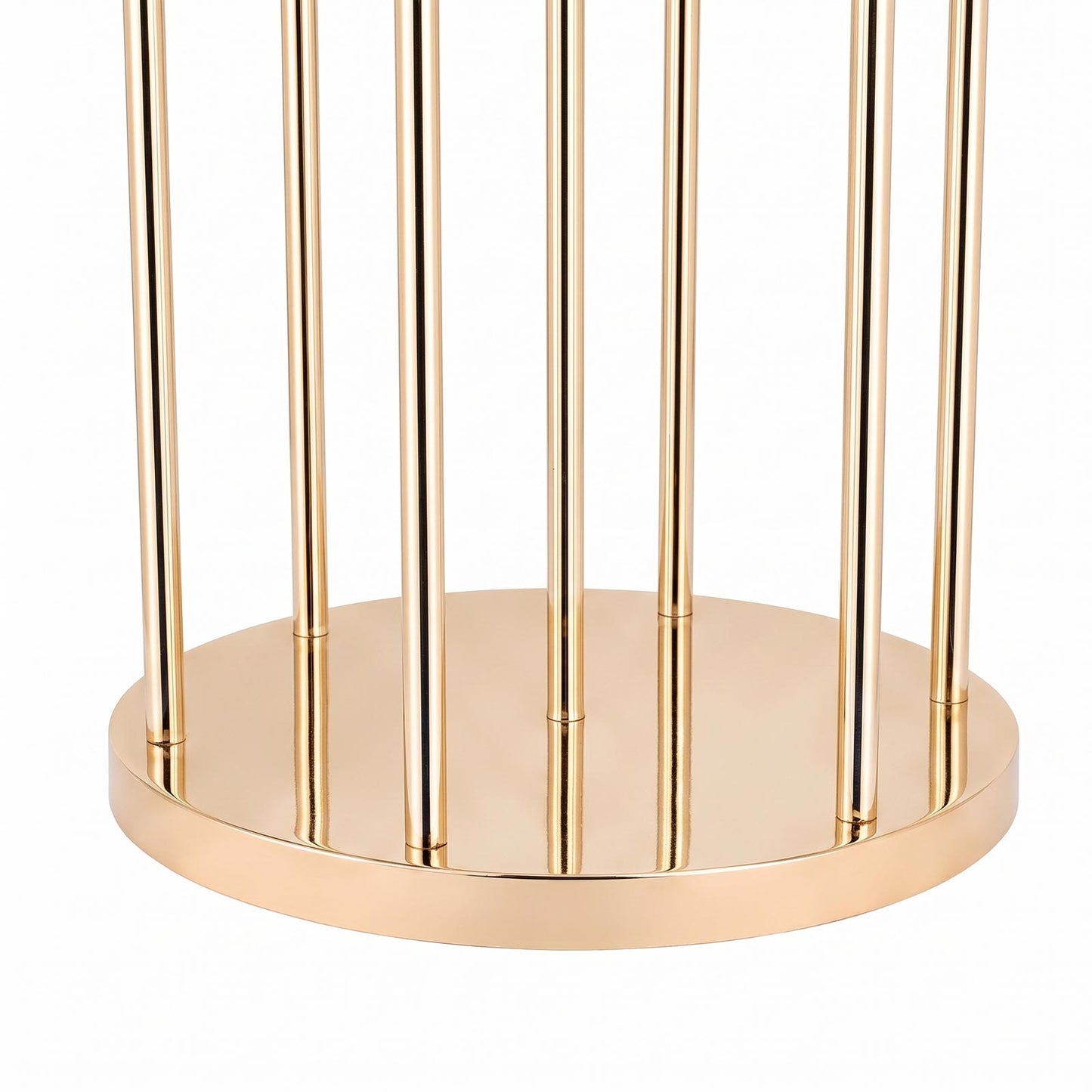 Gold Metal Cluster Candelabra Floor Stand, 8-Arm with Crystal Pendant Glass Shades - 4.3ft Tall Roun