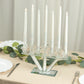 12" crystal glass candelabra with seven branches and mirror base, featuring white candles.