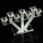 Crystal glass candelabra with mirror base and 7 branches for taper candles.