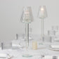 Set of 2 Clear Crystal Glass Candle Holders – 17" Elegant Ribbed Vintage Table Lamp Design