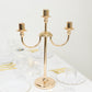 22" Tall Gold 3-Arm Metal Candelabra – Modern Taper Candle Holder Centerpiece Stand