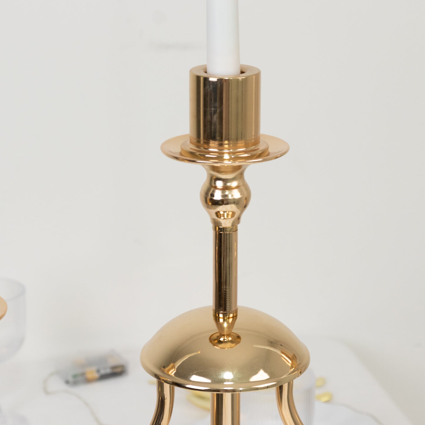 22" Tall Gold 3-Arm Metal Candelabra – Modern Taper Candle Holder Centerpiece Stand