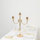 22" Tall Gold 3-Arm Metal Candelabra – Modern Taper Candle Holder Centerpiece Stand