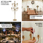 9-Arm Gold Metal Candelabra Candle Holder, Floor Standing Taper Candlestick Stand 46" Tall