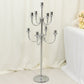 9-Arm Silver Metal Candelabra Candle Holder, Floor Standing Taper Candlestick Stand for Wedding, Home and Holiday Centerpieces - 46" Tall