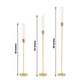 Gold metal taper candle holders with hurricane glass shades, set of 3.