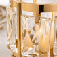 6 Pack 3" Gold Votive Candle Holders, Metal Frame Tea Light Cups with Faceted Crystal Pendant Panels