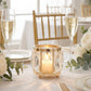6 Pack 3" Gold Votive Candle Holders, Metal Frame Tea Light Cups with Faceted Crystal Pendant Panels
