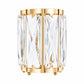 6 Pack Gold Pillar Candle Holders, 5" Tall Metal Frame Cylinder Cups with Faceted Crystal Pendant Pa