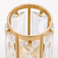 6 Pack Gold Pillar Candle Holders, 5" Tall Metal Frame Cylinder Cups with Faceted Crystal Pendant Pa